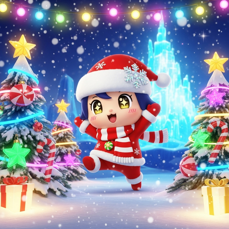 Kuromi Christmas in Winter Wonderland - Sanrio Anime Art