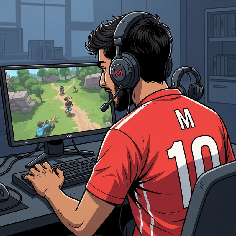 Passionate Gamer M in Red Jersey | Cyber Sport Enthusiast Passionate Gamer M in Red Jersey | Cyber Sport Enthusiast