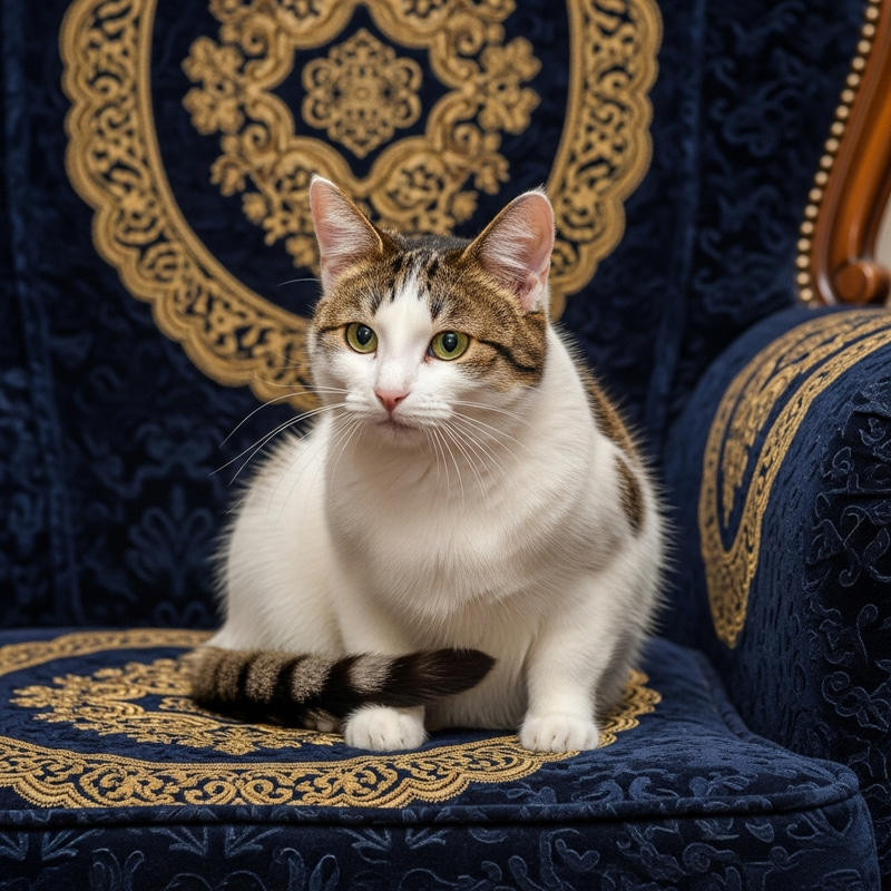 Cat Sitting on Armchair Cat Sitting on Armchair