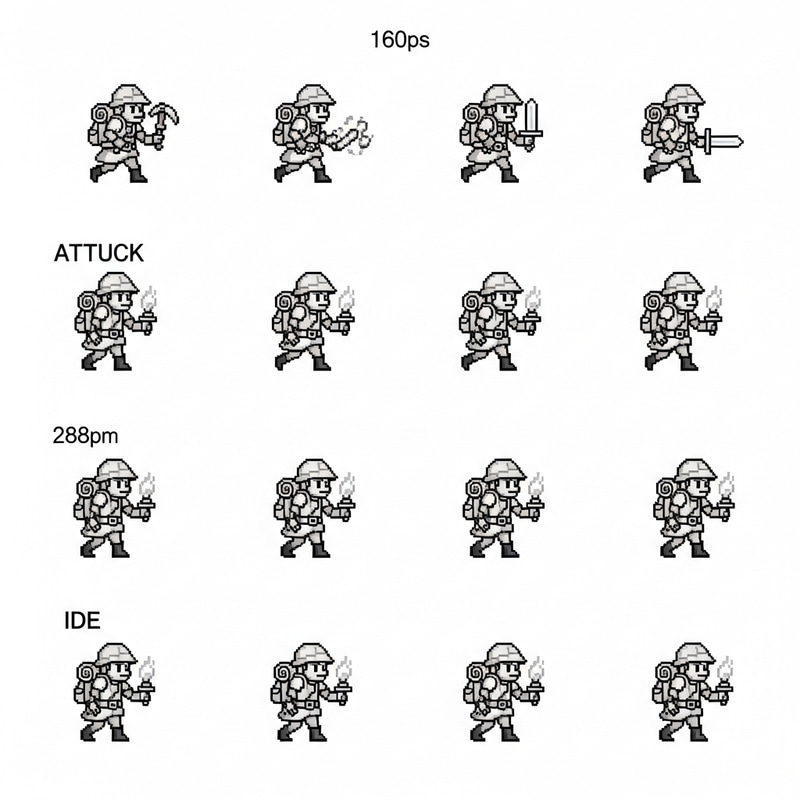 Pixel Art Sprite Sheet for RPG Characters Pixel Art Sprite Sheet for RPG Characters