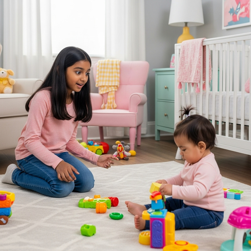 Curious 11-Year-Old in a Bright Nursery Curious 11-Year-Old in a Bright Nursery