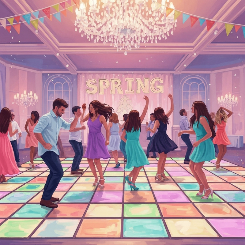 Vibrant Spring Dance Floor: Joyful Energy in Pastel Hues Vibrant Spring Dance Floor: Joyful Energy in Pastel Hues