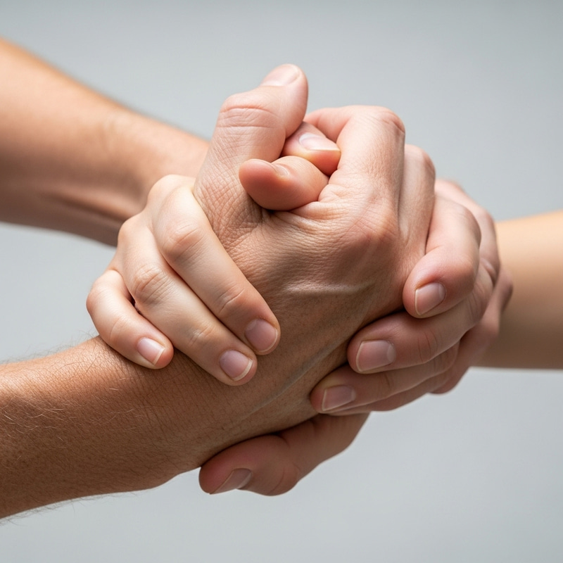 Unity and Trust: Two Hands Engaged in Lacing Unity and Trust: Two Hands Engaged in Lacing