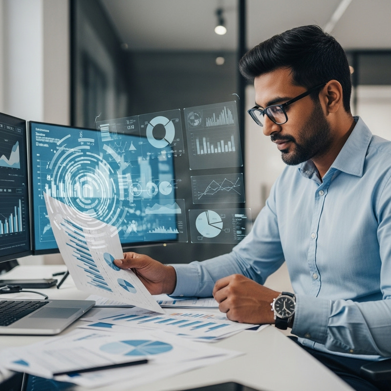 Businessman Reading Graphs: A Strategic Analysis