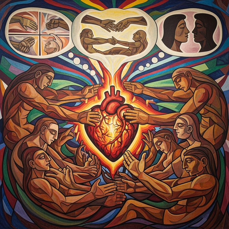 Abstract Image Symbolizing Empathy in Diego Rivera Style Abstract Image Symbolizing Empathy in Diego Rivera Style