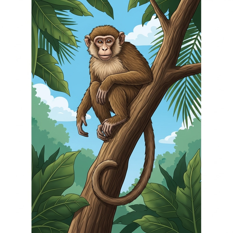 Playful Monkey Climbing Jungle Tree Playful Monkey Climbing Jungle Tree
