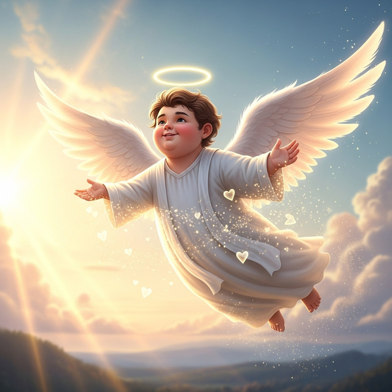 Chubby Cheerful Angel: A Bonachón Spreading Joy