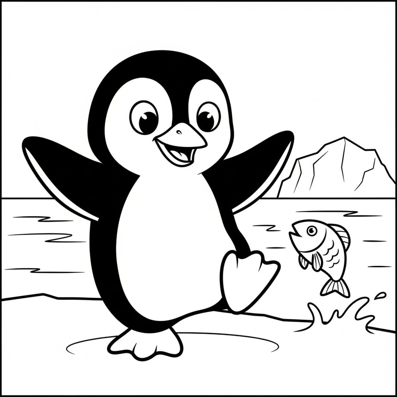 Playful Penguin Coloring for Kids | Classic Illustration