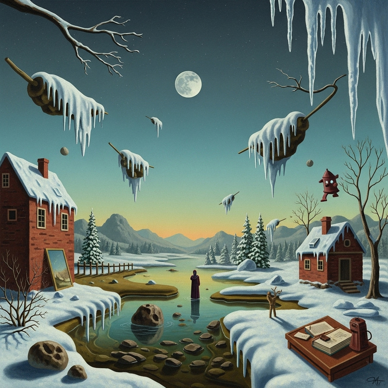 Enchantment of Winter Solstice: Surrealistic Landscape Inspired by Salvador Dali