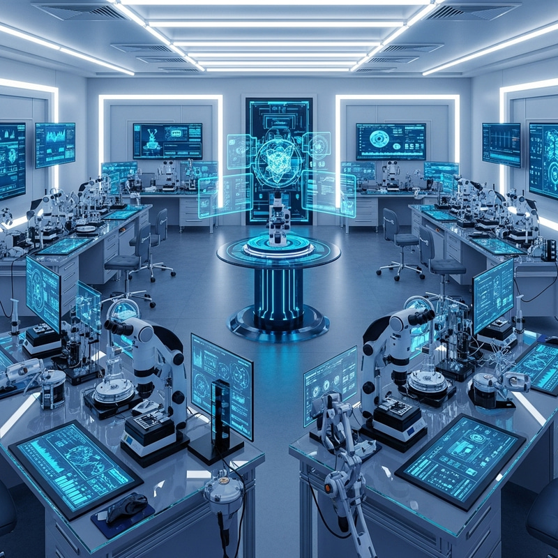 Futuristic Laboratory Equipment: High-Tech Tools & Robots Futuristic Laboratory Equipment: High-Tech Tools & Robots