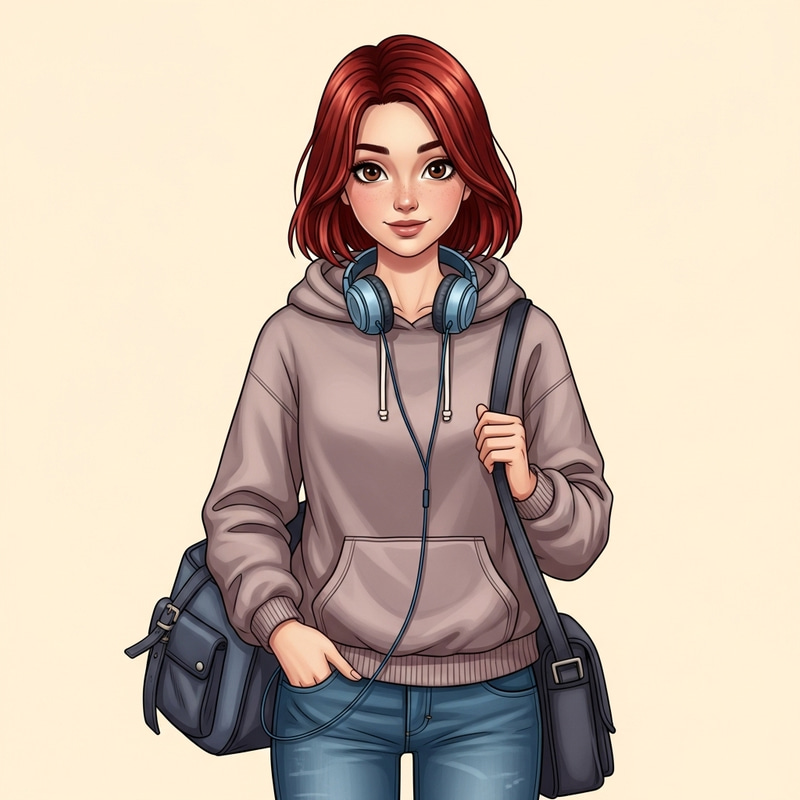 Beautiful 16-Year-Old with Red Hair - Casual and Trendy Look