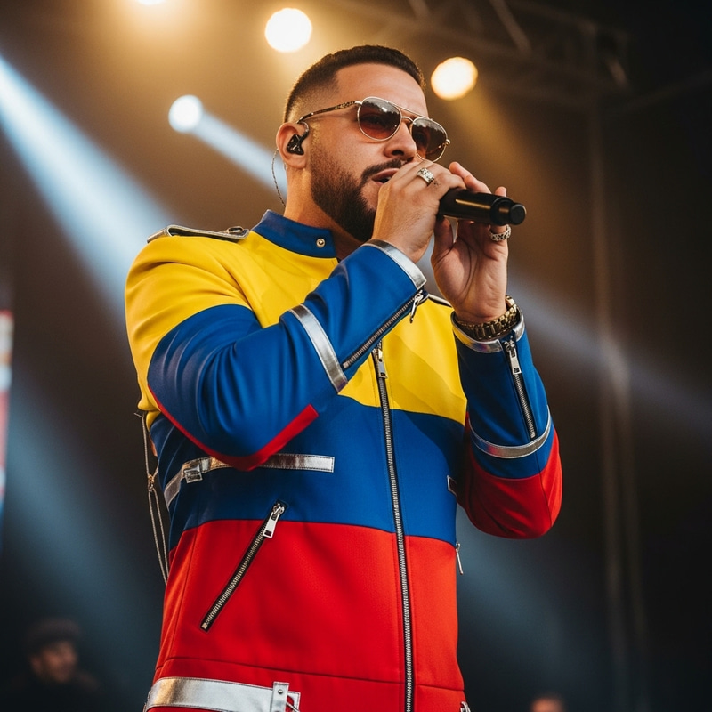 Bad Bunny Puerto Rican Singer in Colombian Shirt