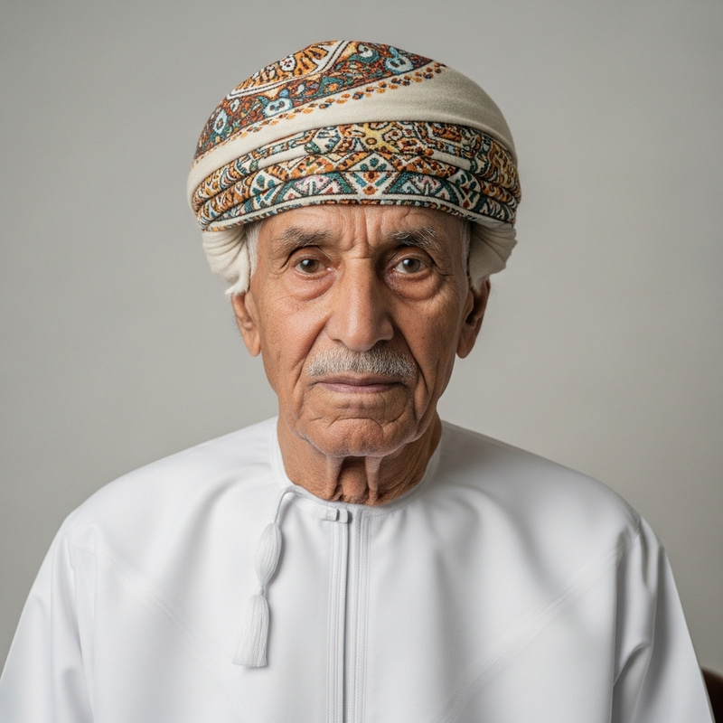 Elderly Omani Man in Traditional Attire | Portrait in Omani Dress