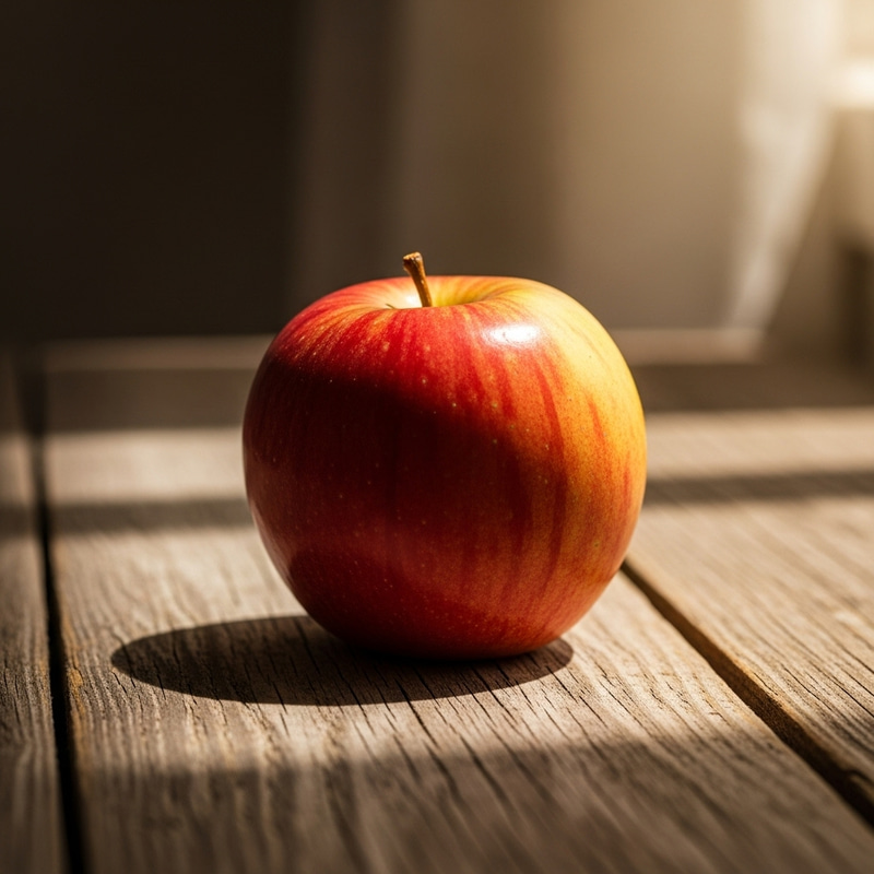 Fresh Apple on Wooden Table - Ripe & Juicy