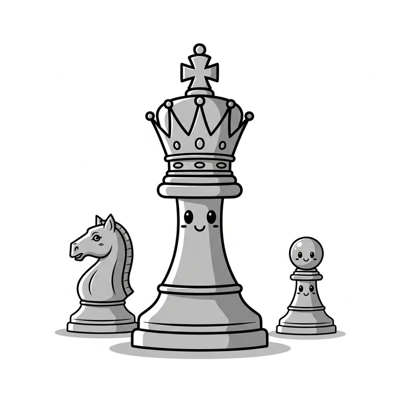 Adorable King Chess Piece Cartoon for Children's Drawing Book