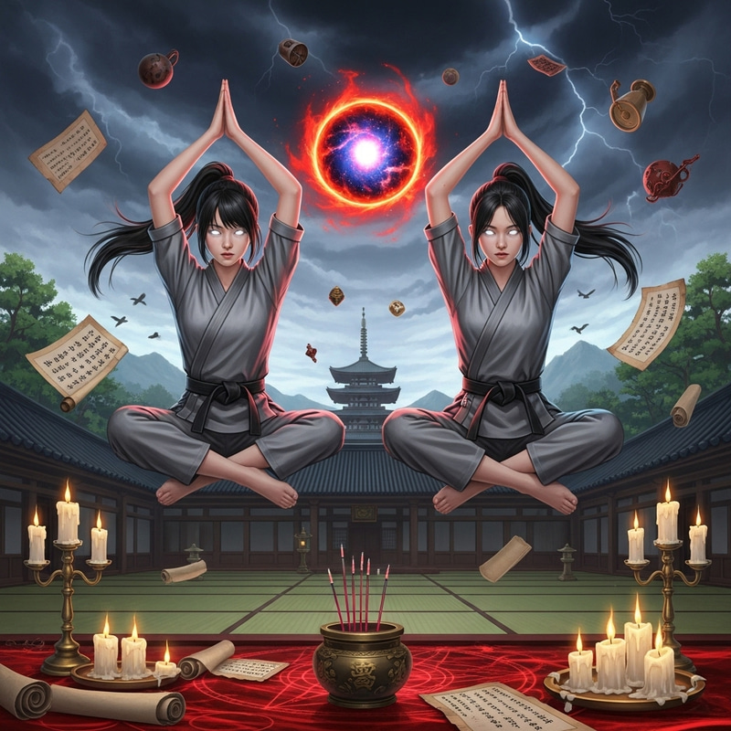 Ethereal Korean-American Women in Mystical Martial Arts Meditation