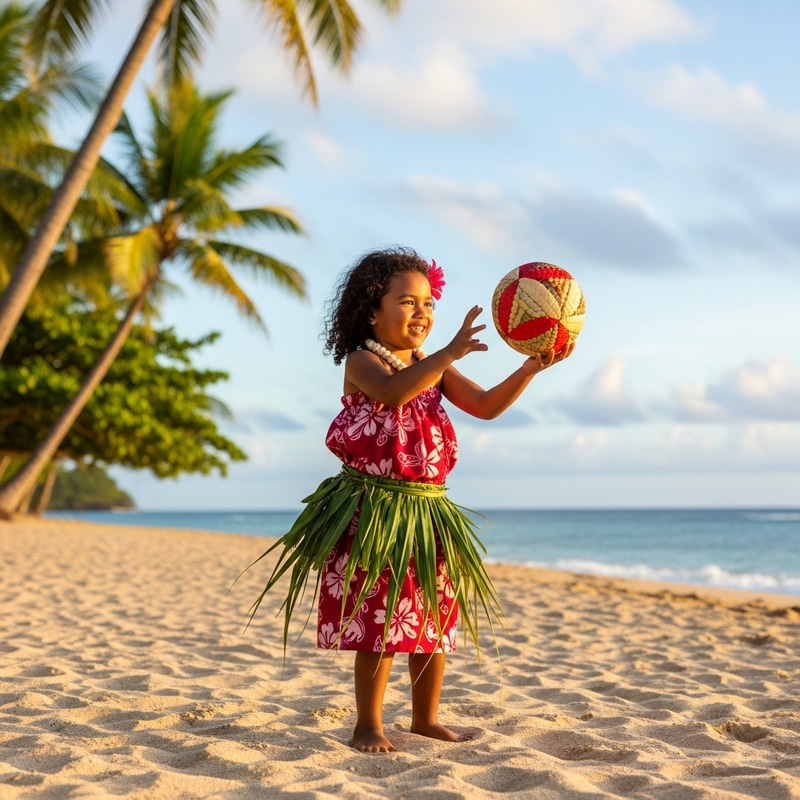 Fijian Girl Playing on Sandy Beach Fijian Girl Playing on Sandy Beach