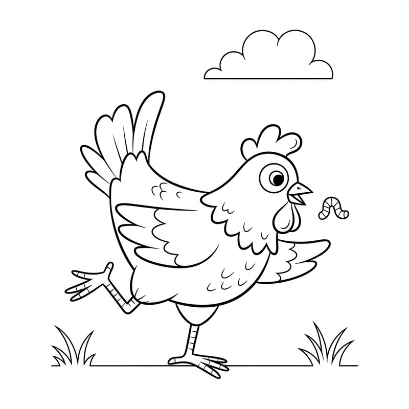 Playful Chicken Coloring Page for Kids | Classic Children's Book