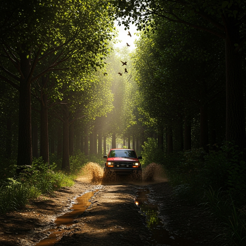 Off-Road Trail in Verdant Forest | Adventure Scene Off-Road Trail in Verdant Forest | Adventure Scene