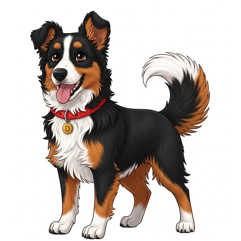 Adorable Dog with Luscious Fur in Black, Brown, and White Adorable Dog with Luscious Fur in Black, Brown, and White