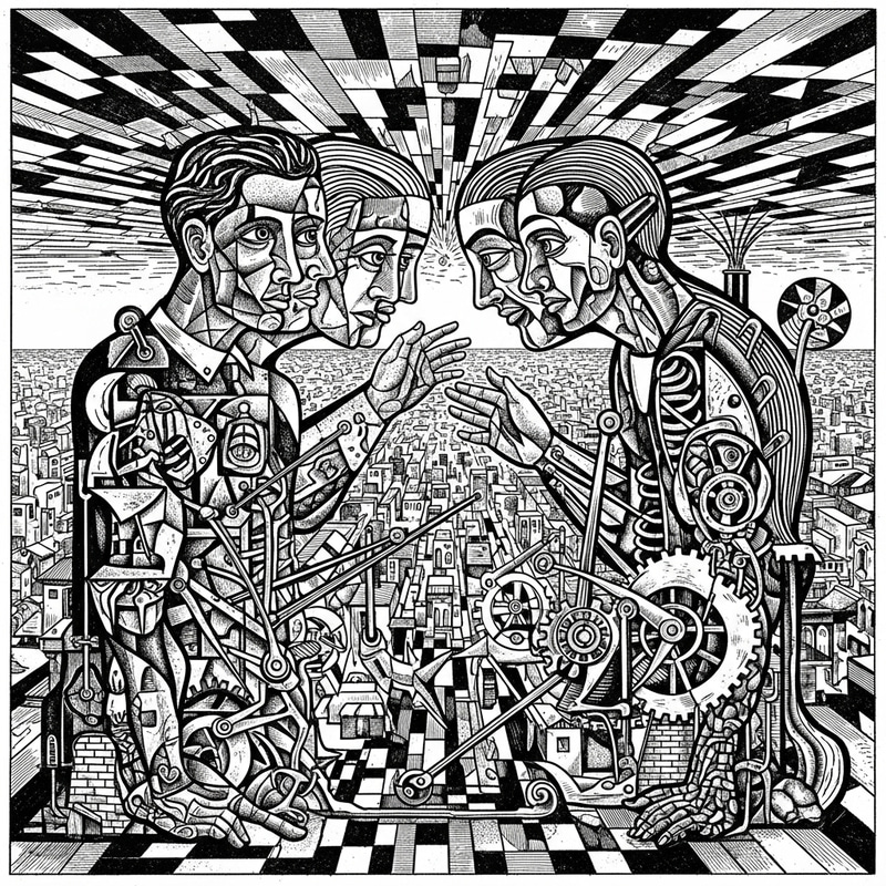 Empathy: A Fusion of Distorted Perspectives and Interlocking Designs