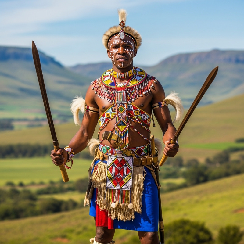 Xhosa Warrior in Traditional Attire