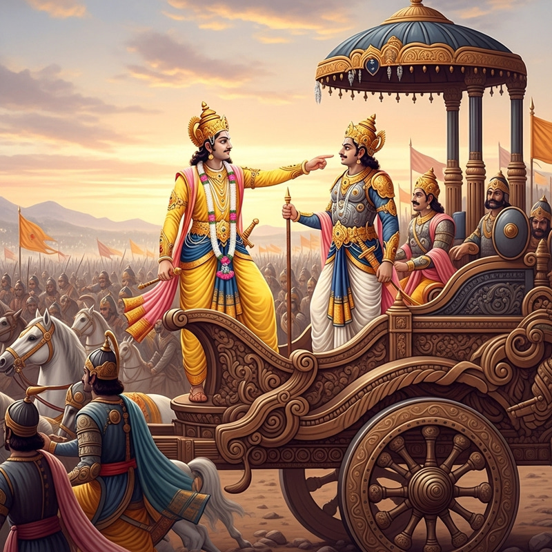 Powerful Encounter: Lord Krishna & Arjun on the Battlefield Powerful Encounter: Lord Krishna & Arjun on the Battlefield