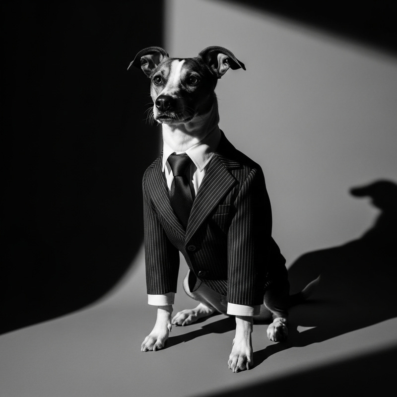 Dapper Dog in Vintage Suit: Timeless Elegance