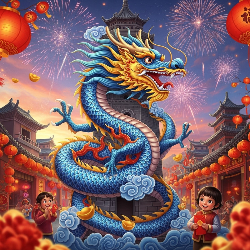 Chinese Dragon and New Year Red Envelope Celebration Chinese Dragon and New Year Red Envelope Celebration