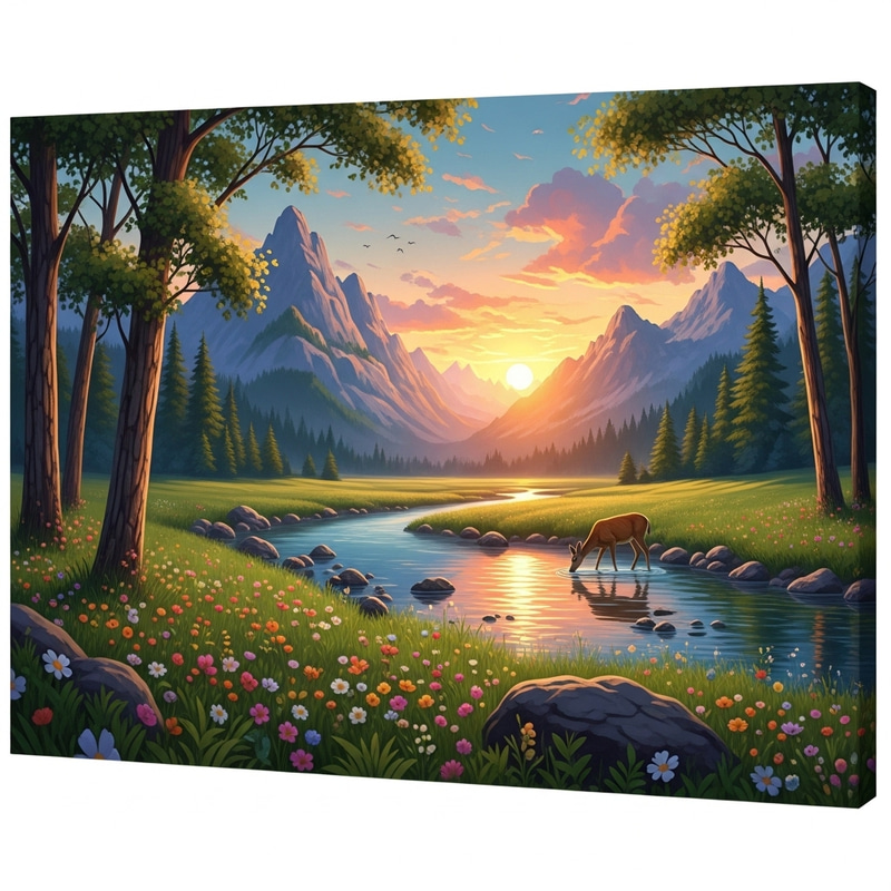 Serene Sunset Glow over Majestic Mountain Range Serene Sunset Glow over Majestic Mountain Range
