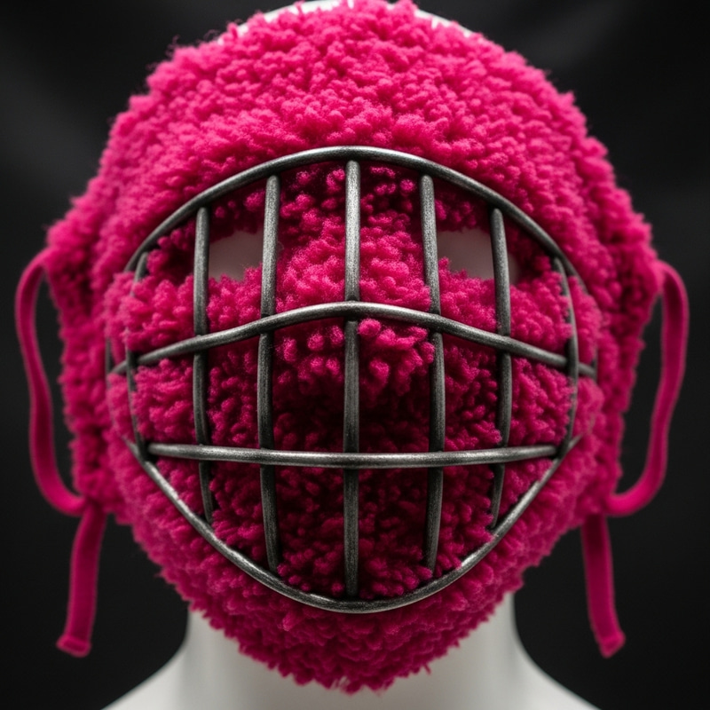 Thick Fuchsia Fabric Face Mask with Metal Bars Design