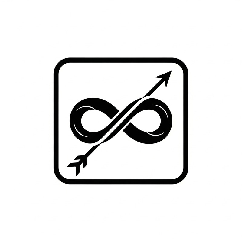 Infinity Symbol with Arrow in Rounded Box | Limitless Concept Infinity Symbol with Arrow in Rounded Box | Limitless Concept