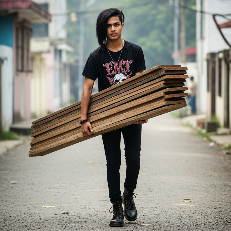 South Asian Teenager Emo Dragging Boards - Unique Image Moment