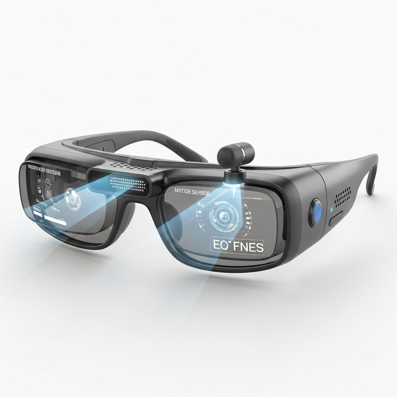 Sleek High-Tech Glasses with Holographic Display Sleek High-Tech Glasses with Holographic Display
