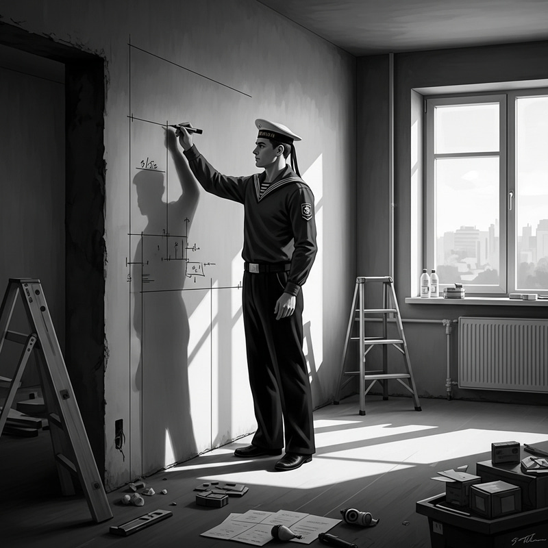 Vintage Russian Sailor Renovating High-Tech Apartment Vintage Russian Sailor Renovating High-Tech Apartment