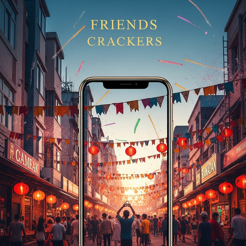 Vibrant Ramadan Celebration with Friends Crackers Vibrant Ramadan Celebration with Friends Crackers