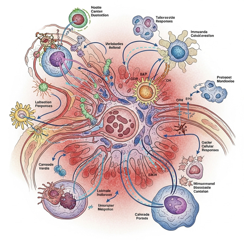 Abstract Tumor Microenvironment Map | Cellular Interactions
