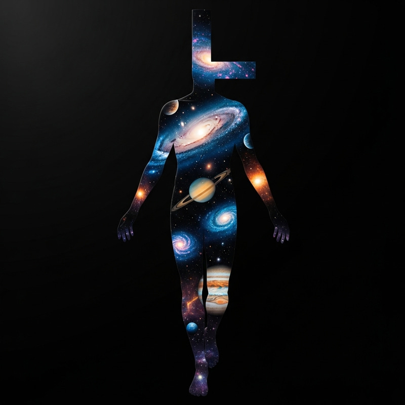 Galactic Human 'L' Form with Stars & Planets
