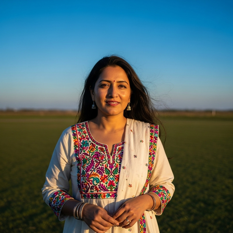 Beautiful Woman in Traditional Attire under Blue Sky Beautiful Woman in Traditional Attire under Blue Sky