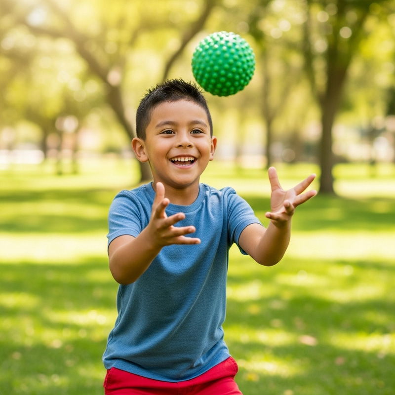 Young Hispanic Boy Playing Outdoors