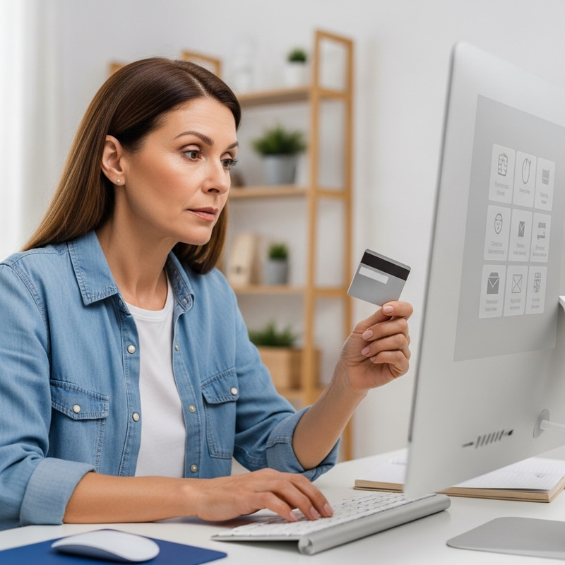 Credit Card Payment: Woman Making Online Purchase