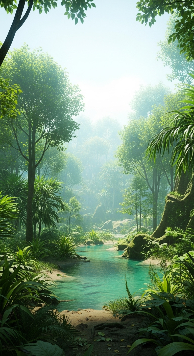 Tranquil Jungle Paradise with Vibrant Foliage Tranquil Jungle Paradise with Vibrant Foliage