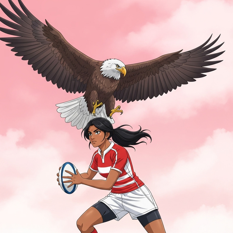 Anime Rugby Girl in Action with Majestic Eagle - iPhone Wallpaper Anime Rugby Girl in Action with Majestic Eagle - iPhone Wallpaper