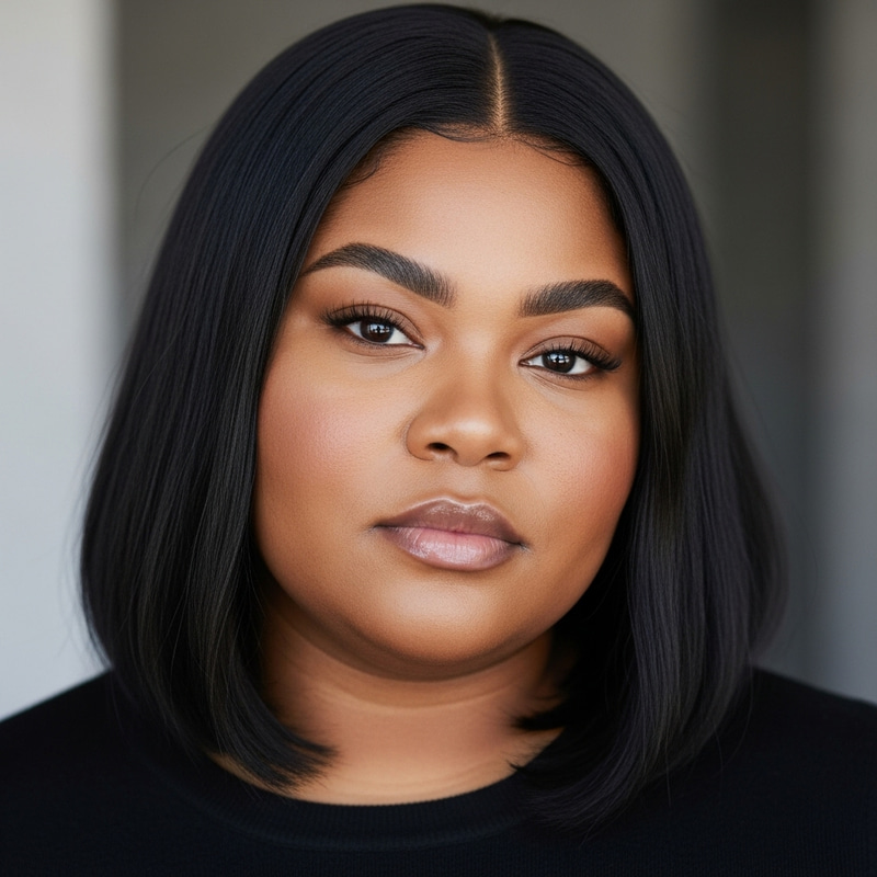 Stylish Woman in Black Outfit with Unique Facial Features Stylish Woman in Black Outfit with Unique Facial Features