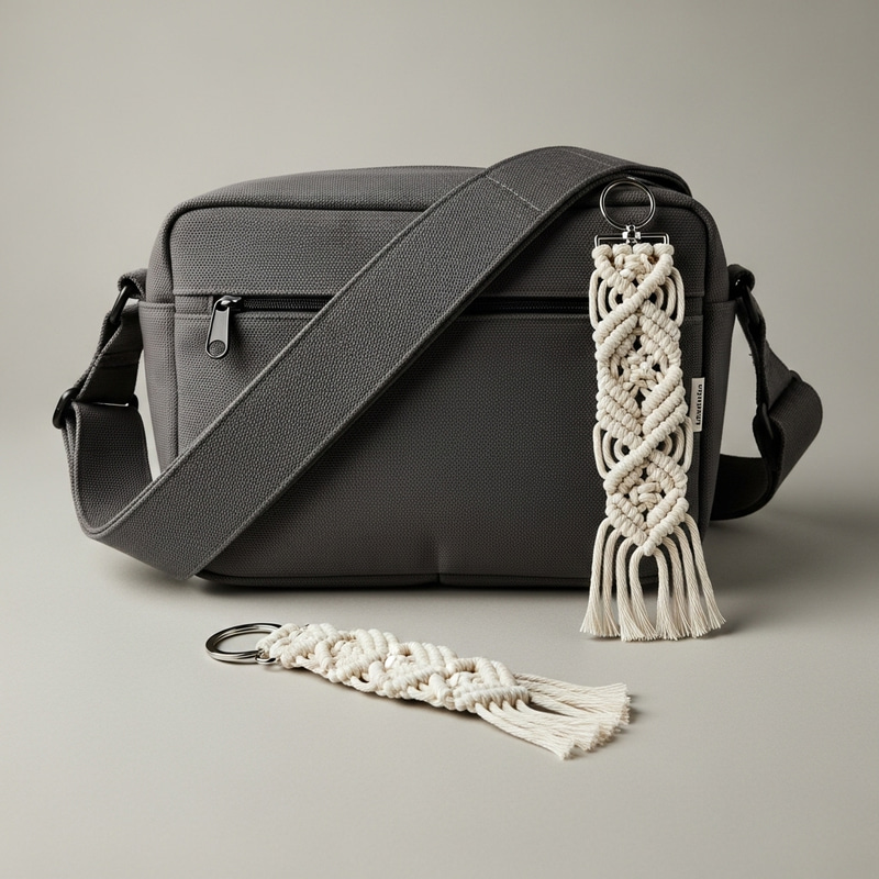 Stylish Body Bag with Macrame Key Chain Stylish Body Bag with Macrame Key Chain