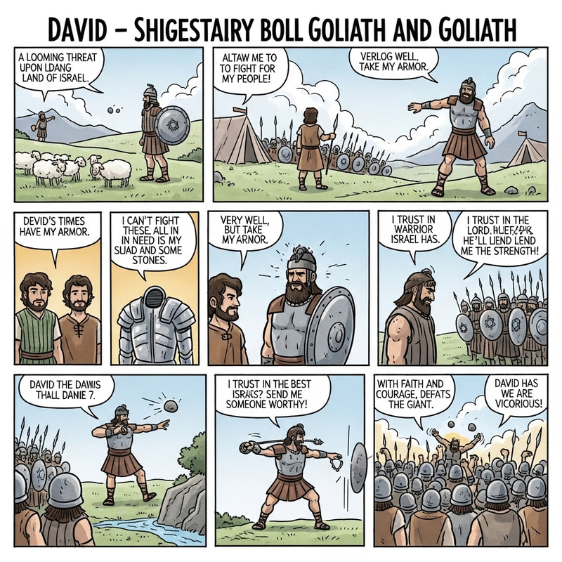 David and Goliath: A Legendary Biblical Battle Comic Strip