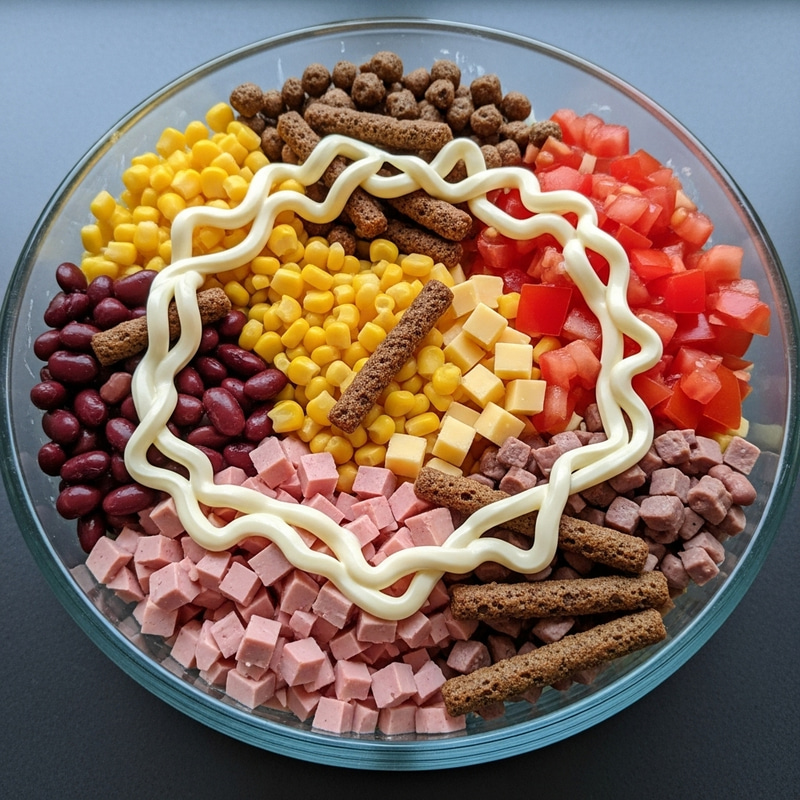 Delicious Glass Bowl Salad with Diced Ingredients