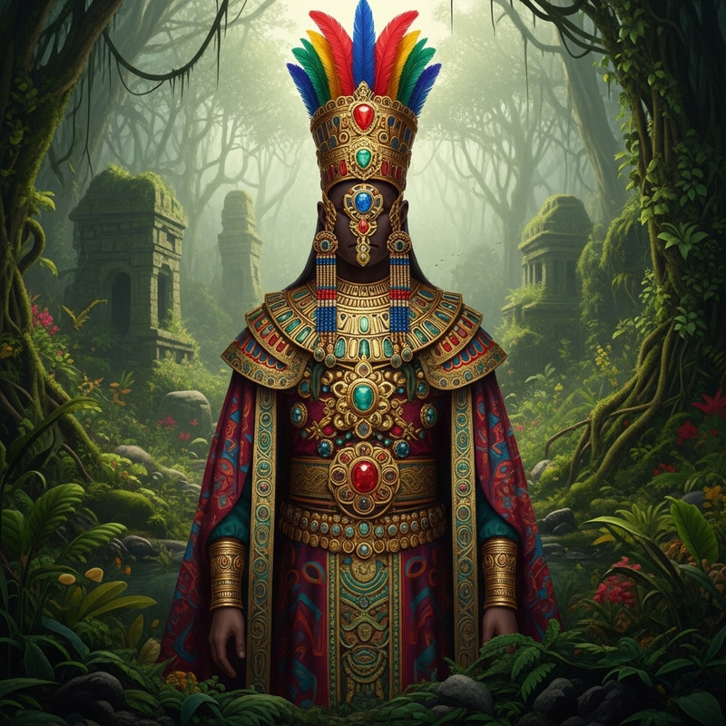 Ancient King's Jungle Attire from Lost Civilization - Regal Garb & Ornate Jewelry Ancient King's Jungle Attire from Lost Civilization - Regal Garb & Ornate Jewelry