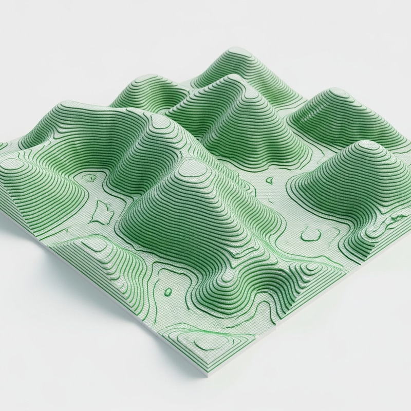 White Background Elevation Model - Green Hills Contour