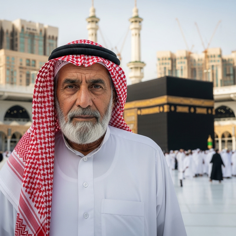 Elderly Middle-Eastern Man in Traditional Arabic Attire from Mecca Elderly Middle-Eastern Man in Traditional Arabic Attire from Mecca